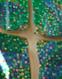 Detail of 'Ordinary Time Cross', a mural by Kay McCrohan
