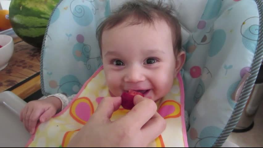 Gnawing on a strawberry