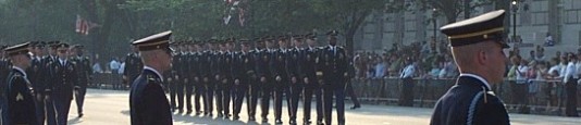 Servicemen flank Constitution Ave