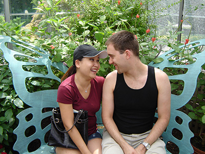 Annie and Matt in the butterfly chair